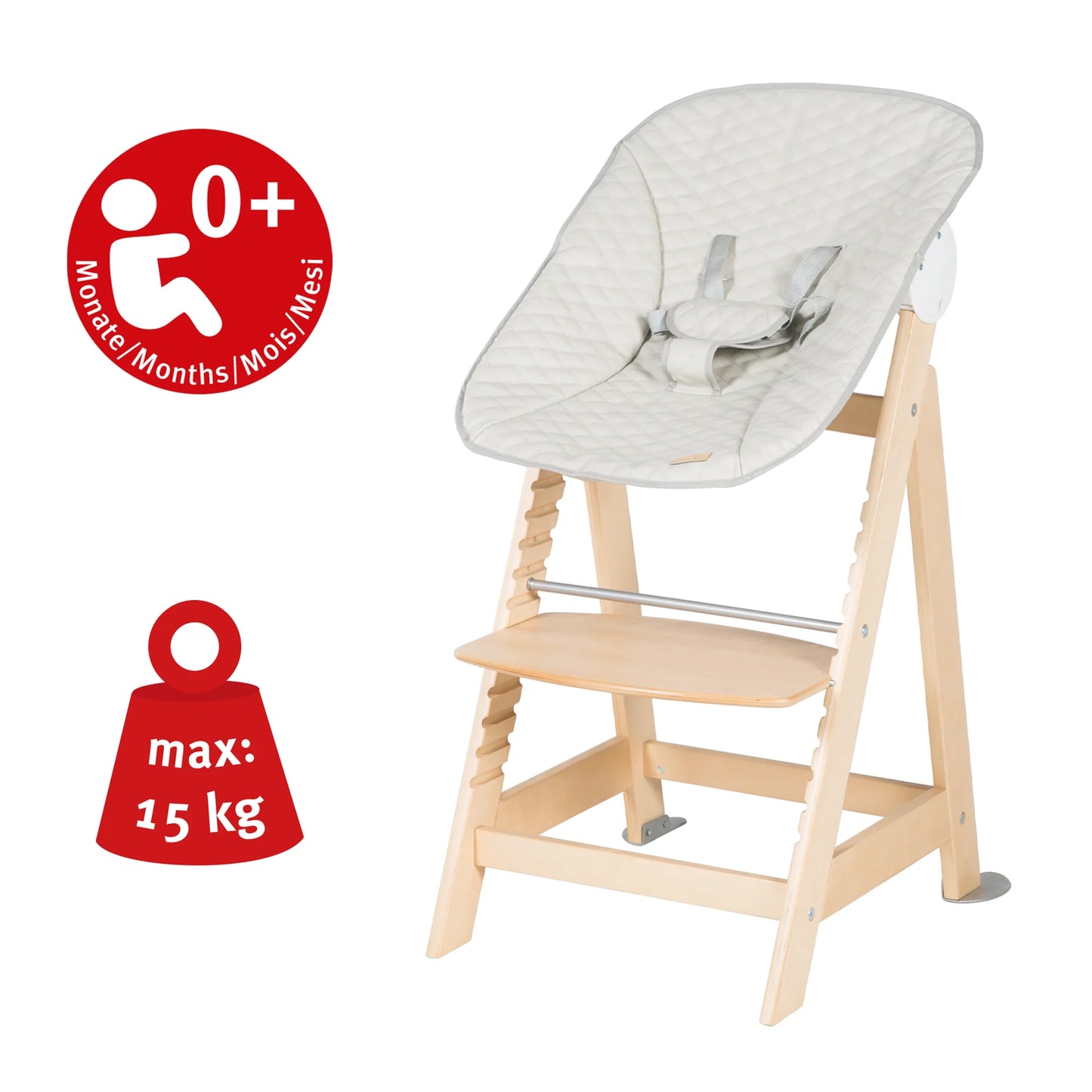Hochstuhl 2 in 1: Holz,braun/beige