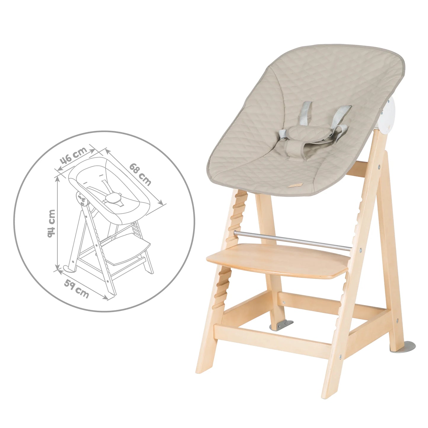 Hochstuhl 2 in 1: Holz,braun/beige