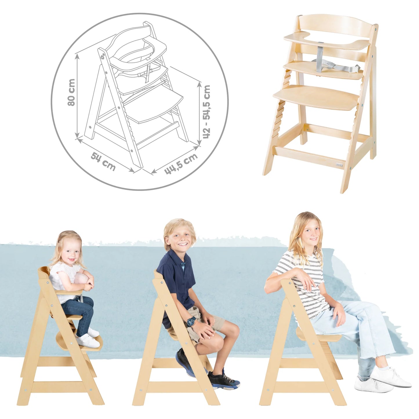 Hochstuhl 2 in 1: Holz,braun/beige