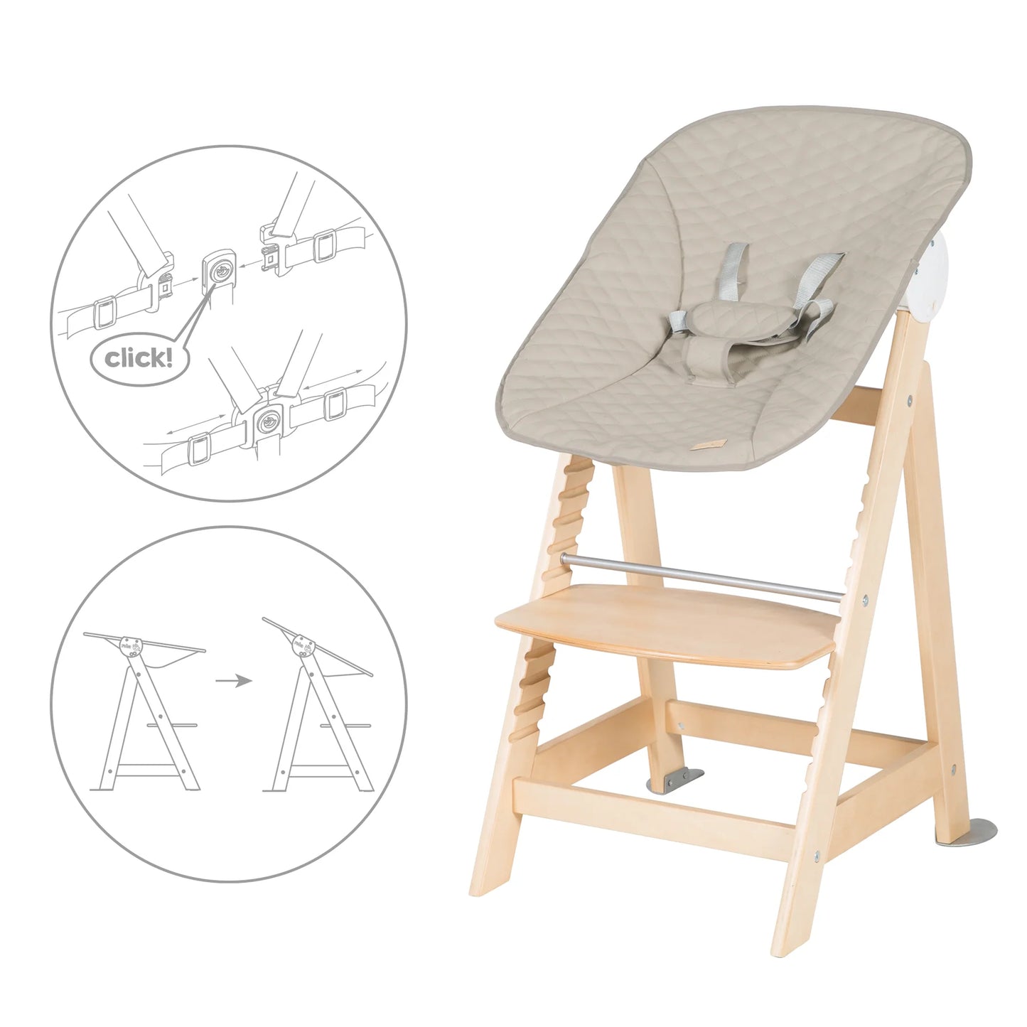 Hochstuhl 2 in 1: Holz,braun/beige