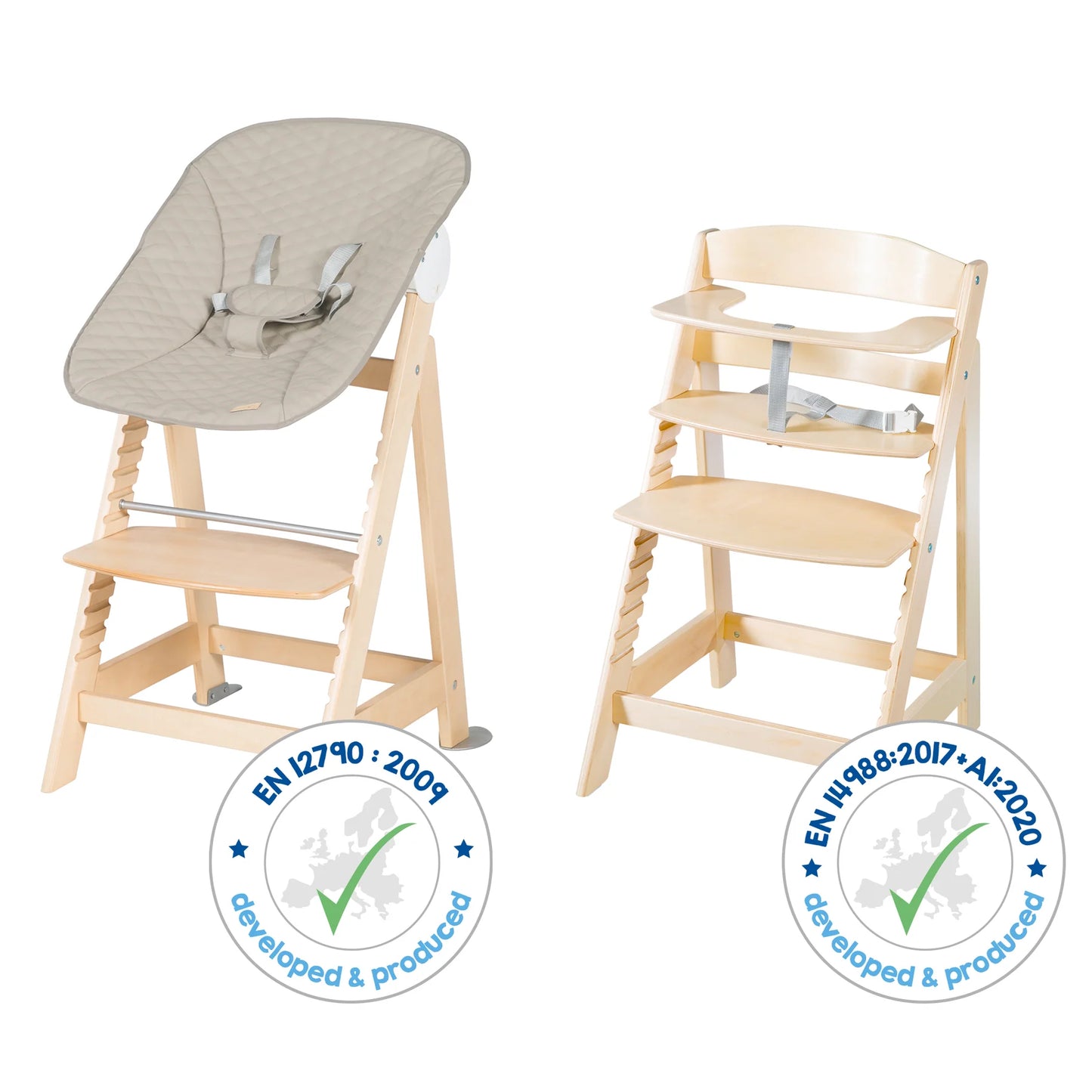 Hochstuhl 2 in 1: Holz,braun/beige