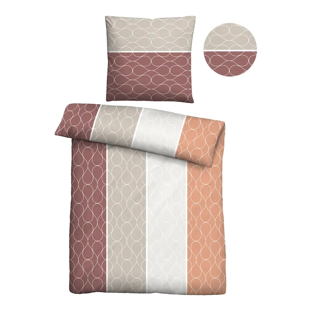 Biber Bettwäsche: beige,rot