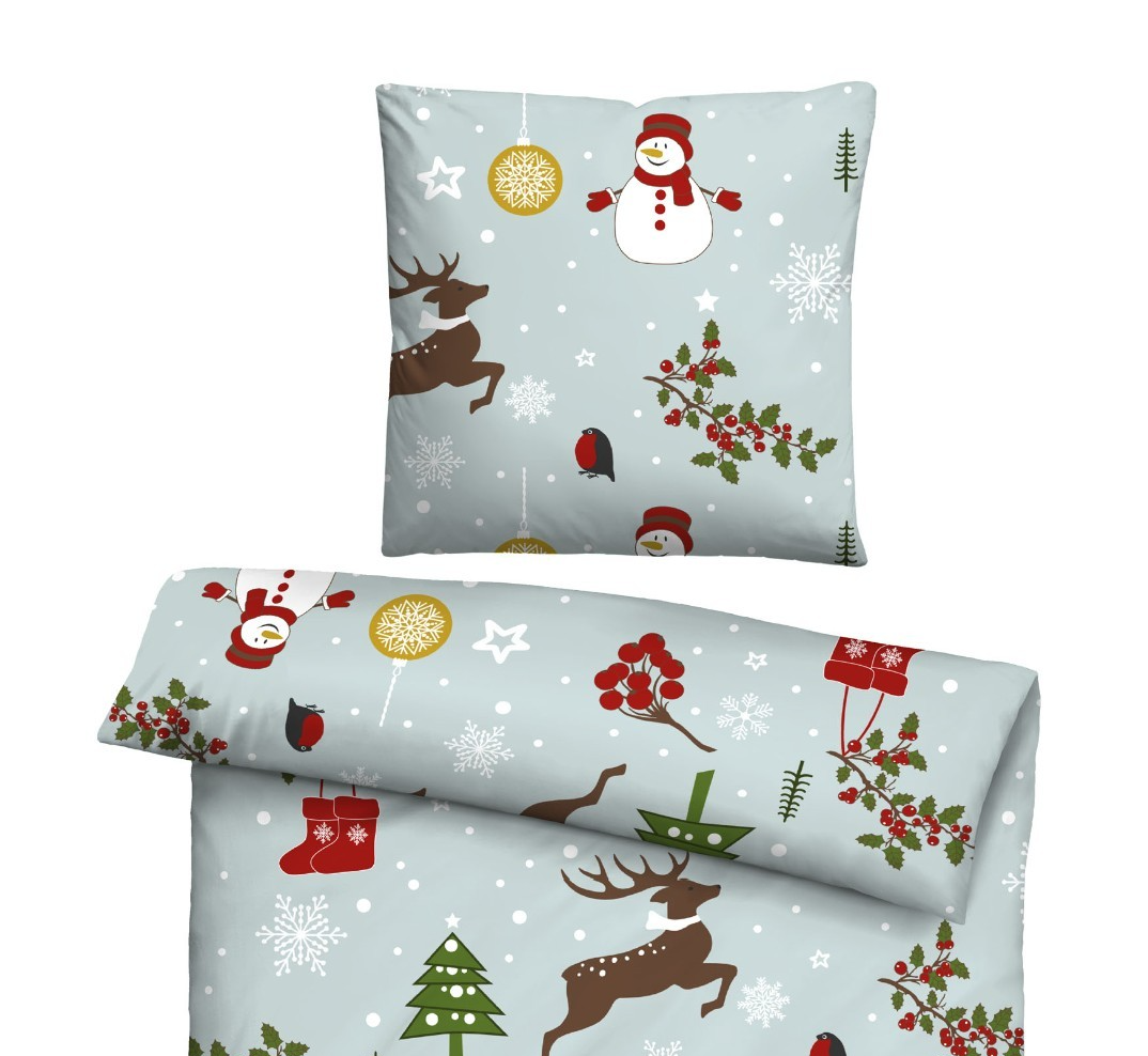 Biber Bettwäsche: Schneemann und Rehntier