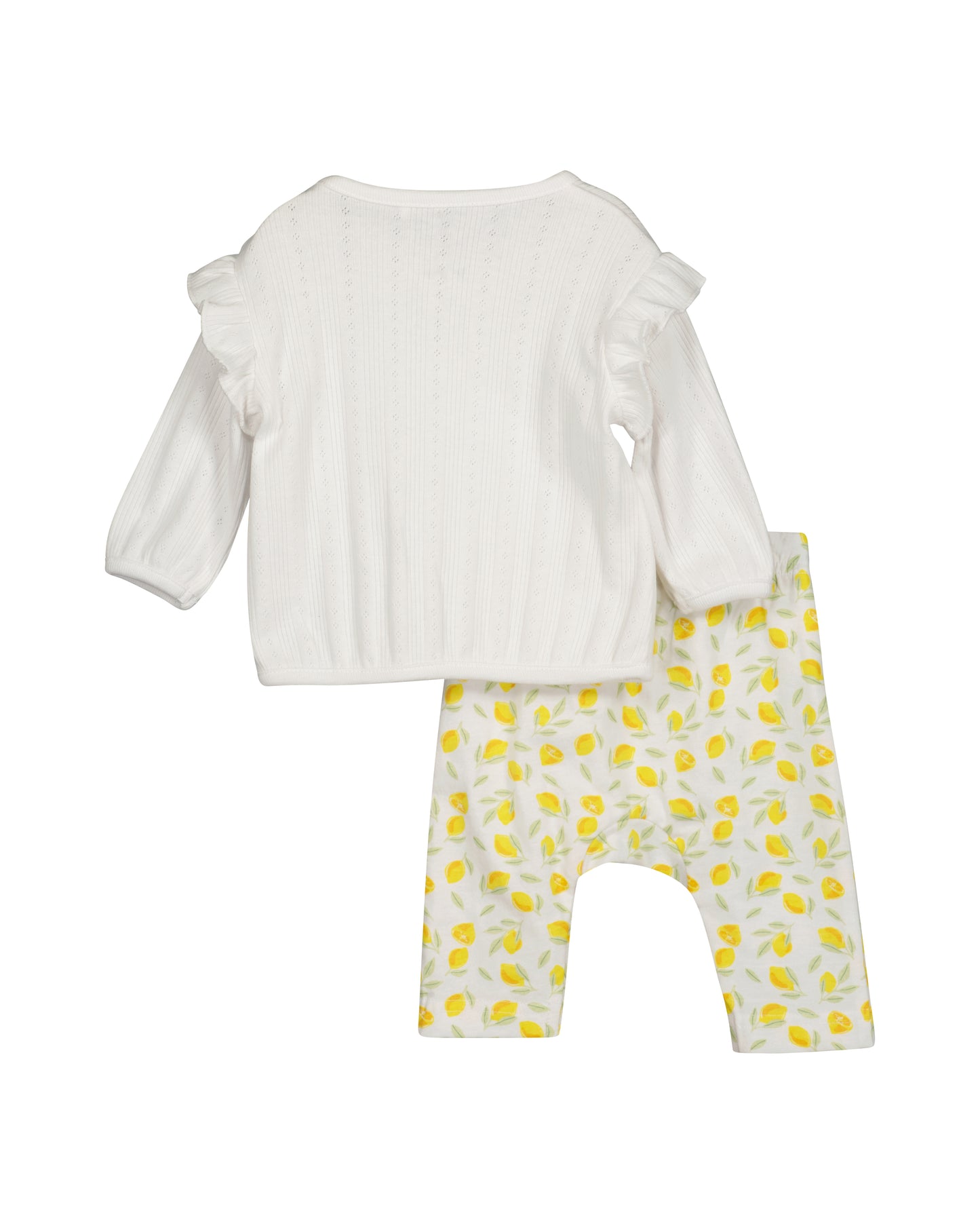 Set: Langarmshirt und Hose: weiß,Zitronen