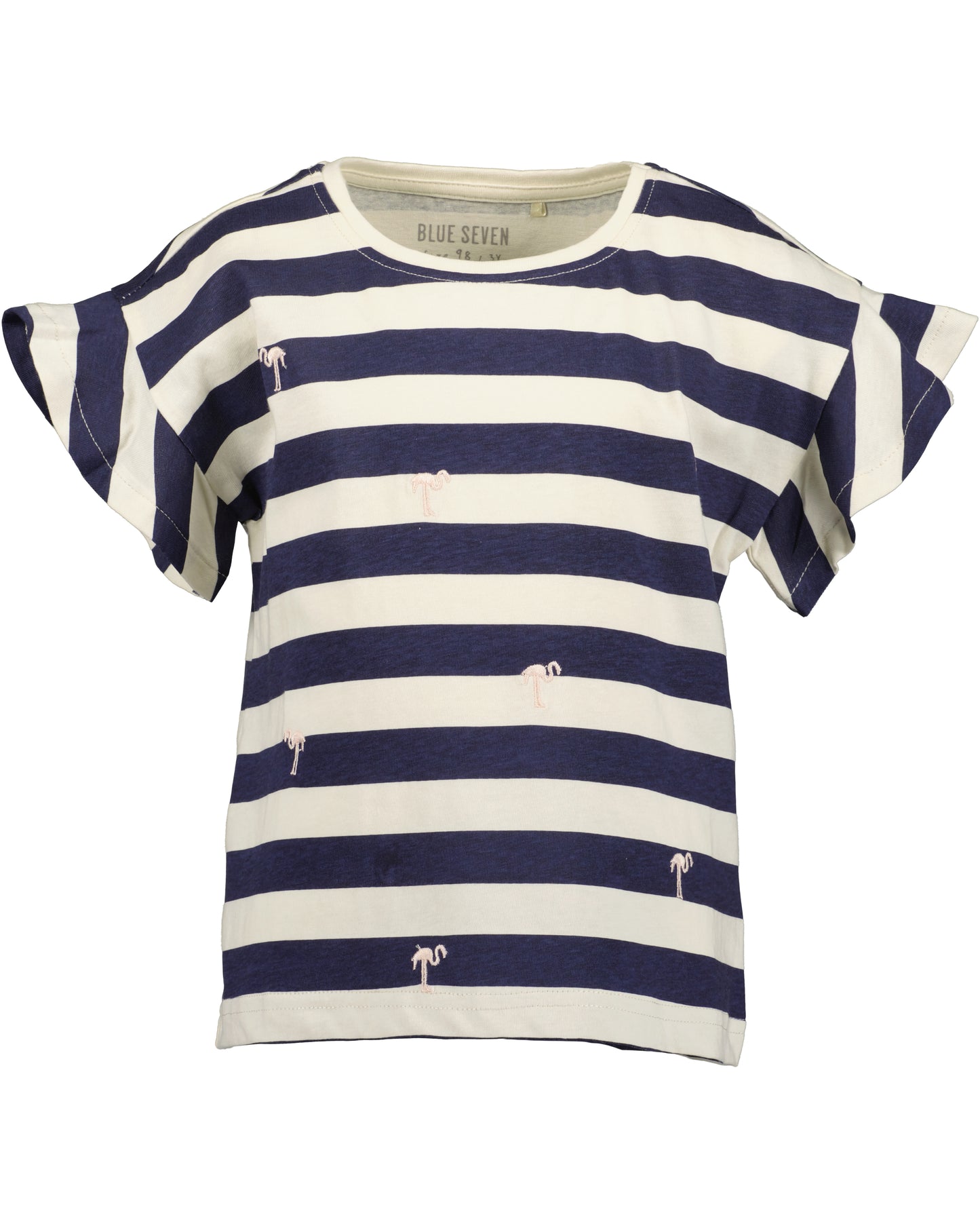 T-Shirt: blau,weiß,Flamingo