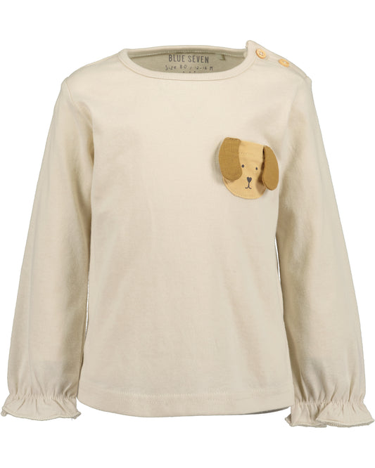 Langarmshirt: beige, Hund