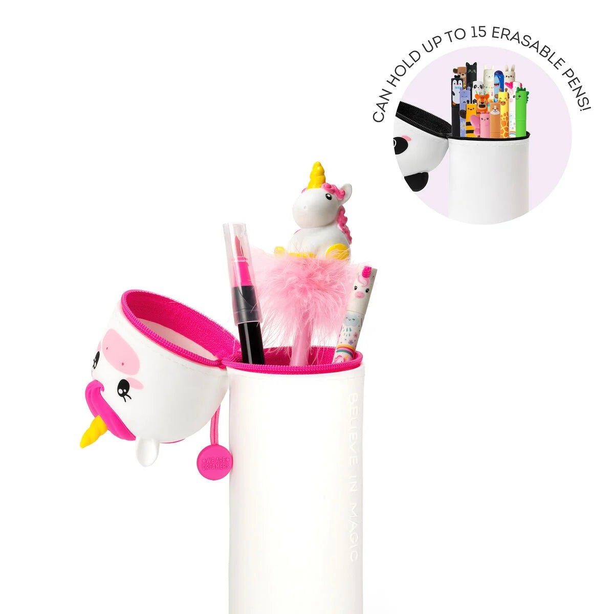2-in-1-Federmäppchen aus Silikon: Einhorn
