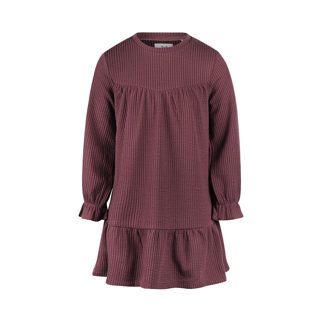 Mädchenkleid, dunkelviolett, aus Rippstrick