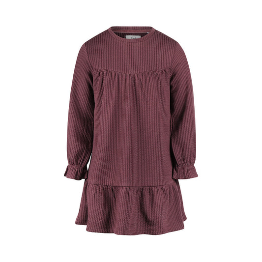 Mädchenkleid, dunkelviolett, aus Rippstrick