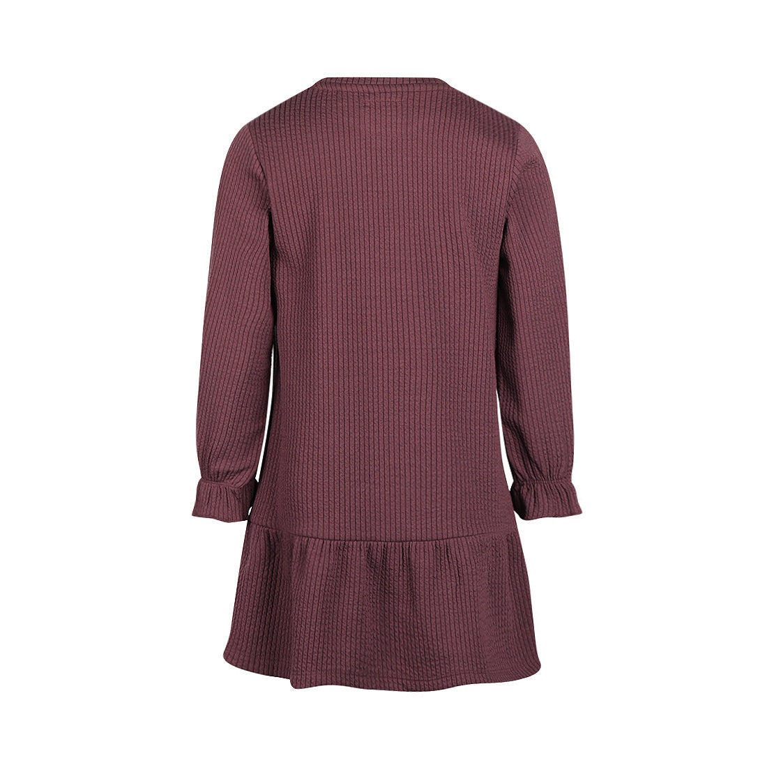 Mädchenkleid, dunkelviolett, aus Rippstrick