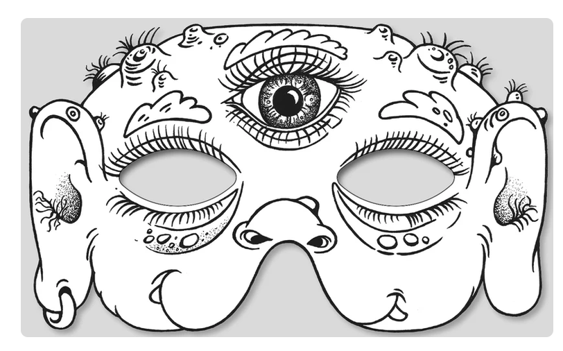 Gruselmasken zum Ausmalen