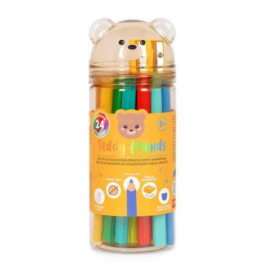 24 Buntstiften mit Anspitzer: Bär