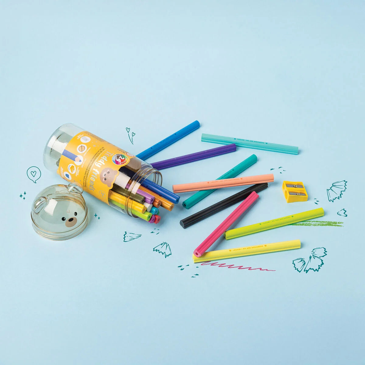 24 Buntstiften mit Anspitzer: Bär