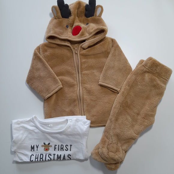 Set: Plüschjacke, Langarmshirt und Hose Gr 62