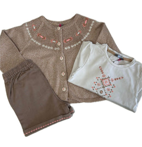 Set: Strickjacke,Langarmshirt und Short Gr 86