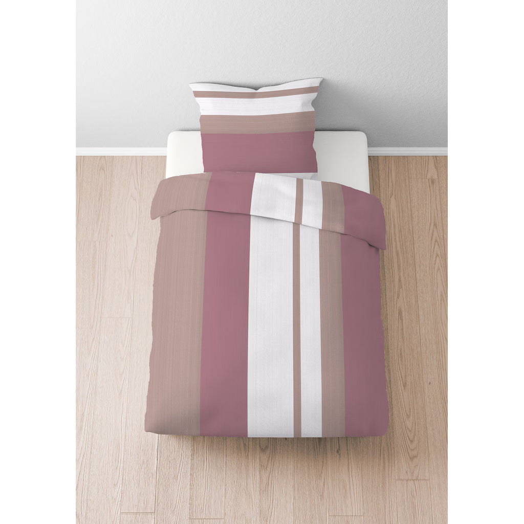 Biber Bettwäsche: braun,rot,weiß