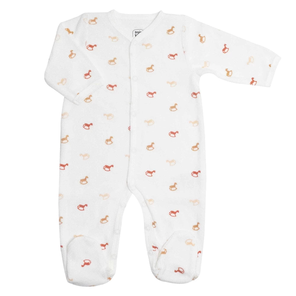 Strampler: weiß,Schaukelpferd