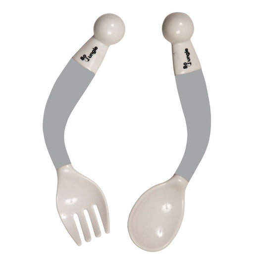 Löffel und Gabel grau