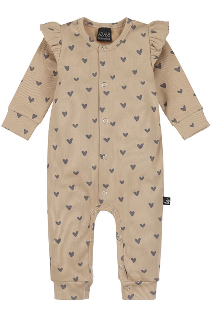 Strampler: beige,Herzen