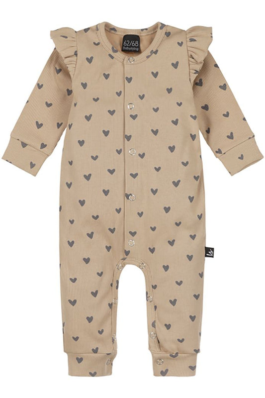 Strampler: beige,Herzen