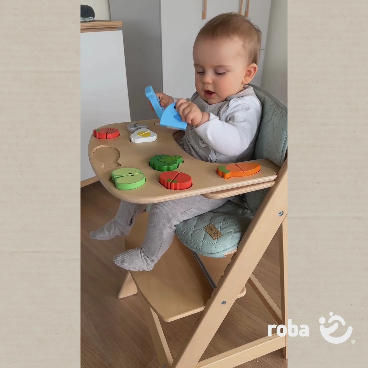 Essbrett für Hochstuhl mit Puzzle: Holz