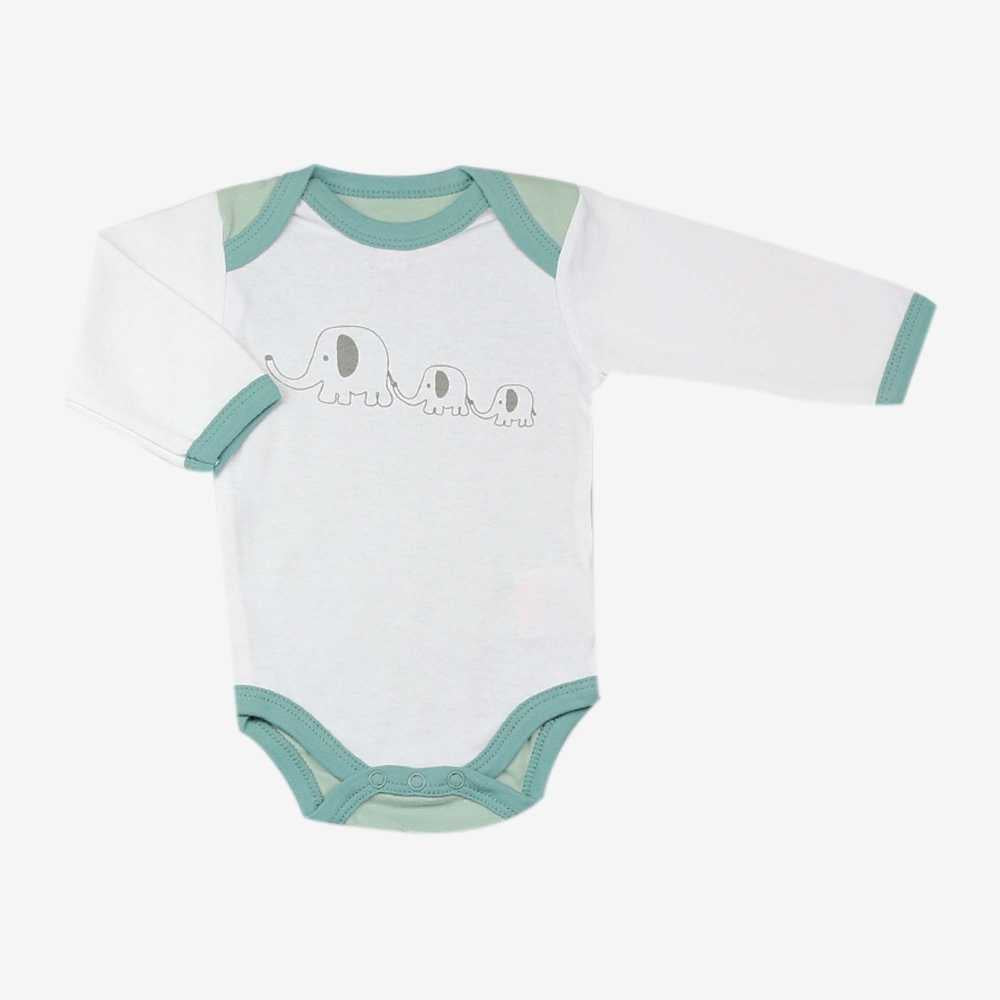 2 Body mit Langen Armen: weiß,blau,Elefanten