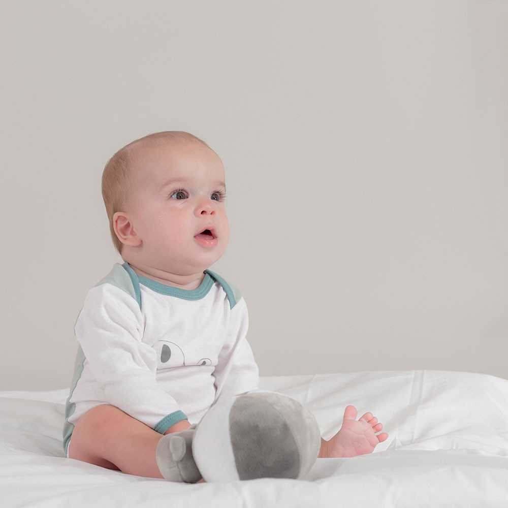 2 Body mit Langen Armen: weiß,blau,Elefanten