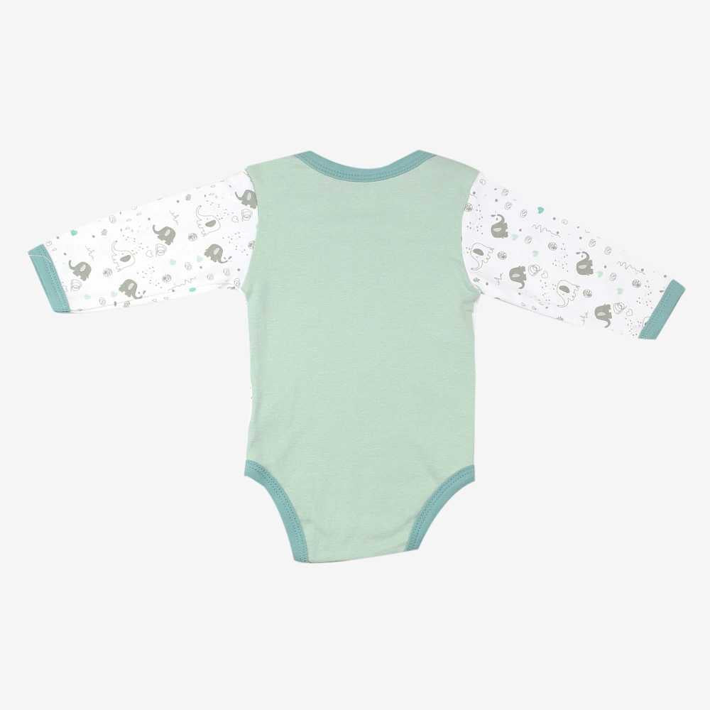 2 Body mit Langen Armen: weiß,blau,Elefanten