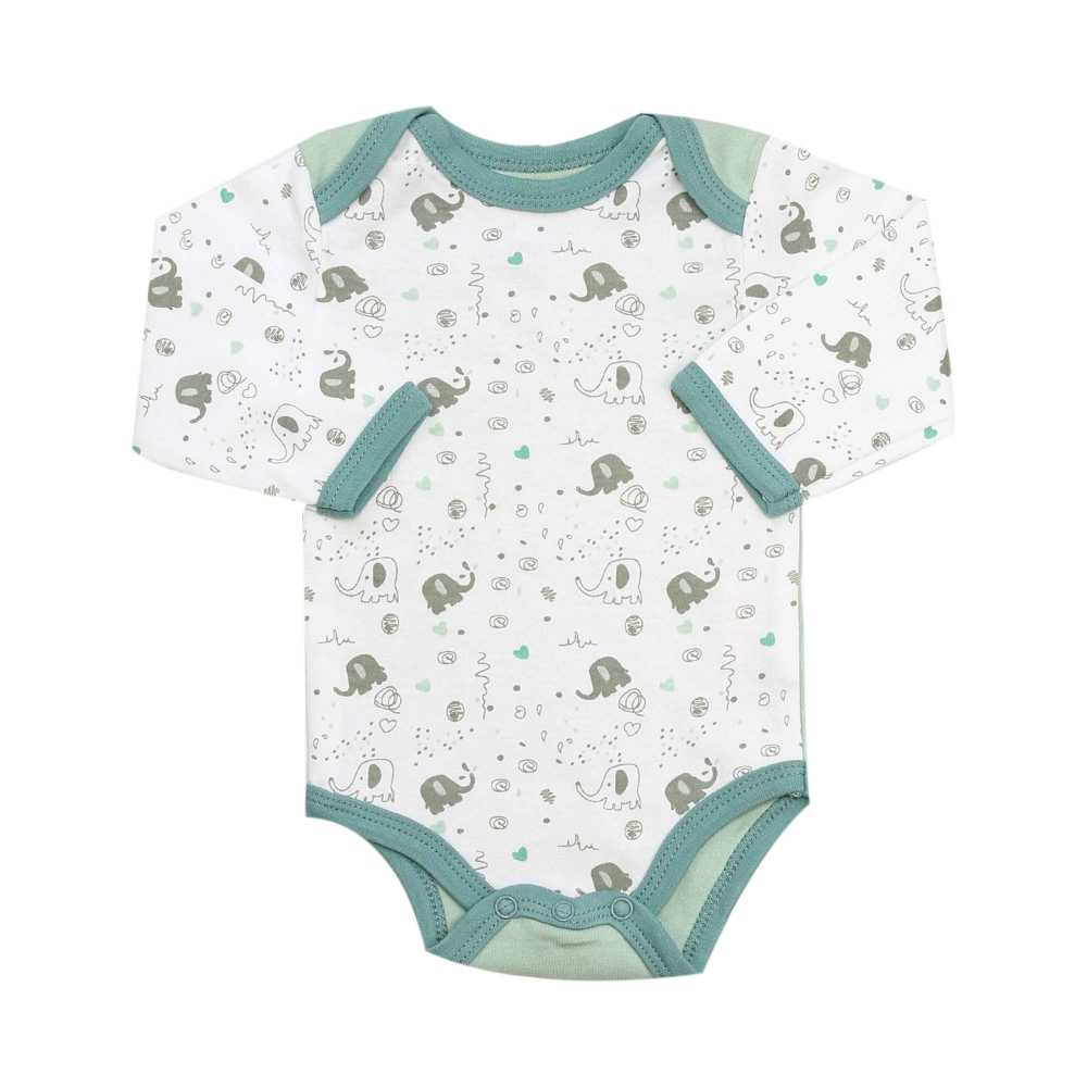 2 Body mit Langen Armen: weiß,blau,Elefanten