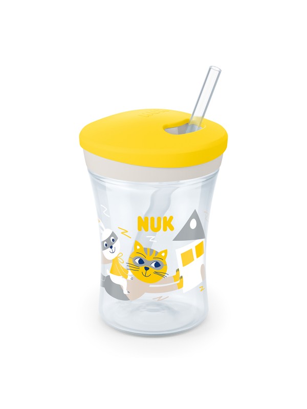 Trinkflasche mit Strohhalm 230 ml gelb,Hase