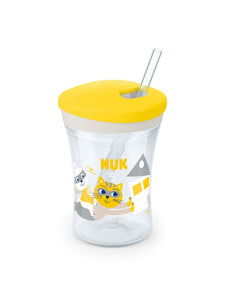 Trinkflasche mit Strohhalm 230 ml gelb,Hase (Neuware)