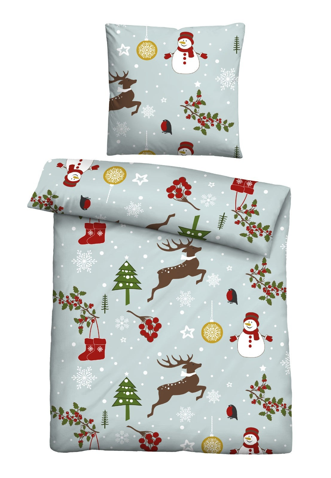 Biber Bettwäsche: Schneemann und Rehntier