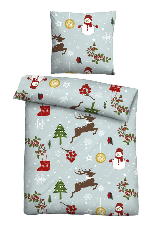 Biber Bettwäsche: Schneemann und Rehntier