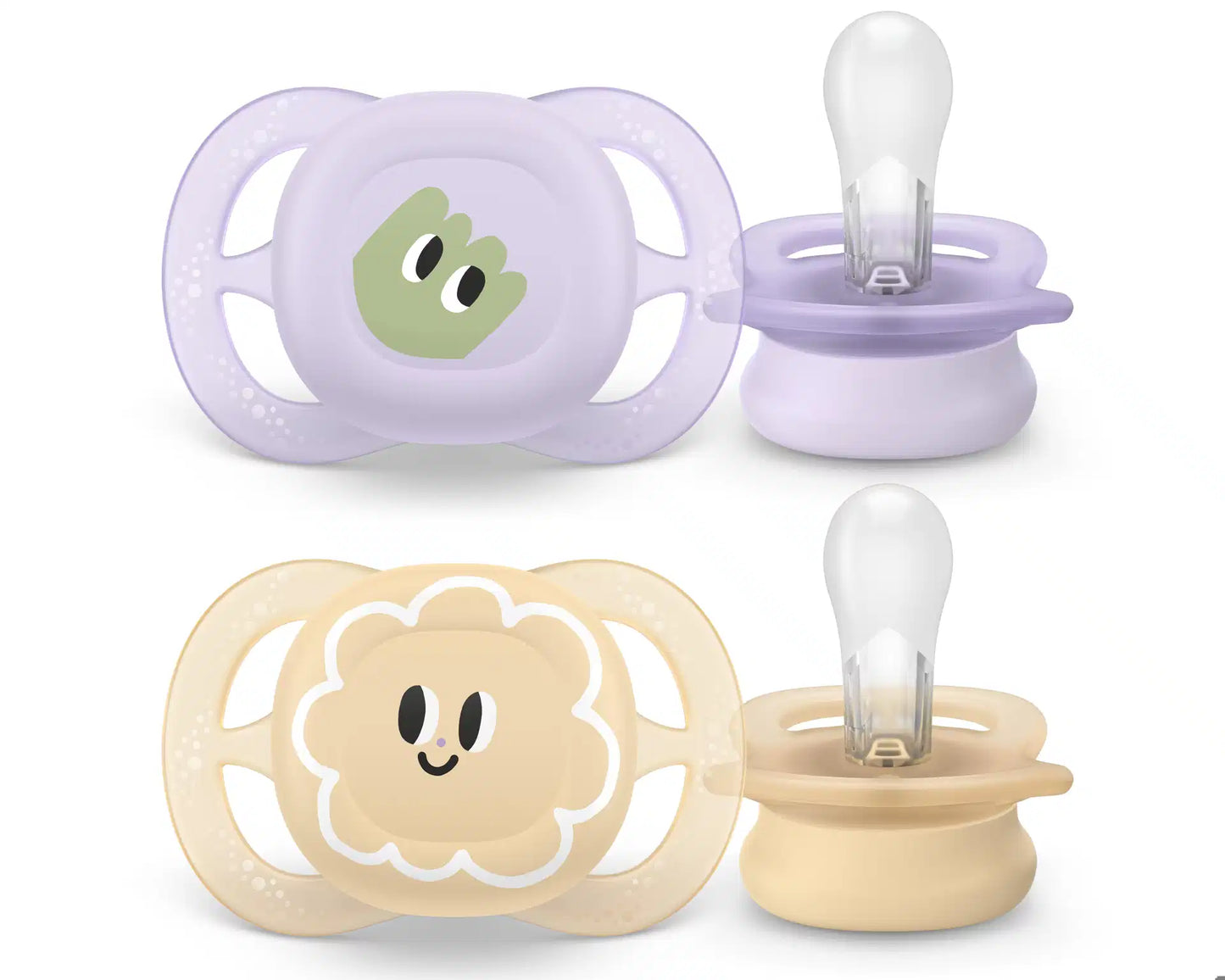 Schnuller 0-2 Monate: lila,beige,Blume
