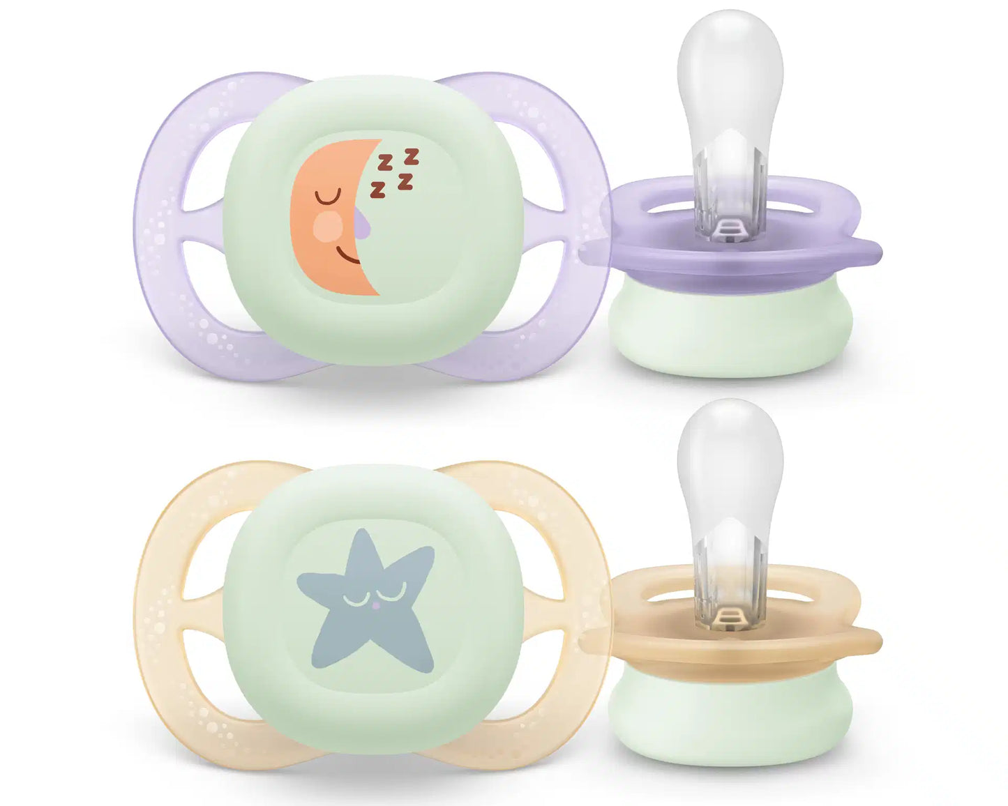Schnuller leuchtend: lila,beige,Mond
