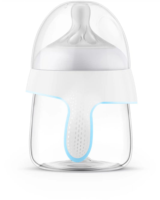 Trinkflasche mit Griff 150 ml weiß,blau
