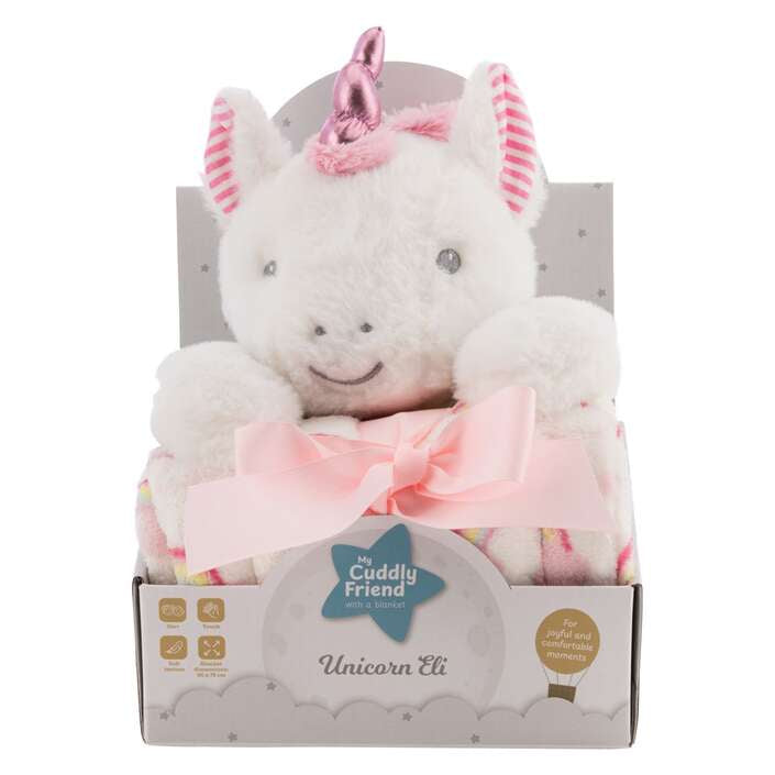 Free On Decke mit Plüschtier Einhorn