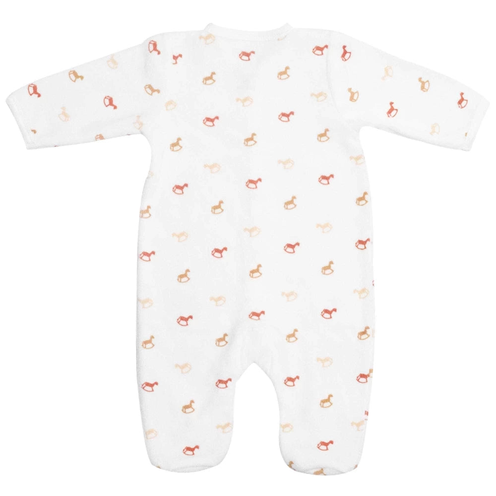 Strampler: weiß,Schaukelpferd