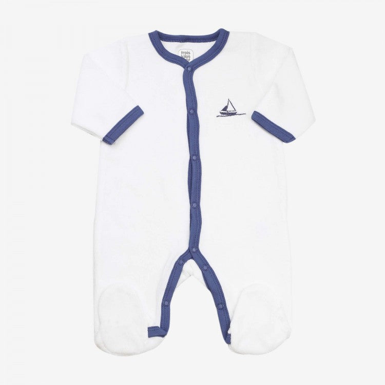 Strampler: blau,schiff